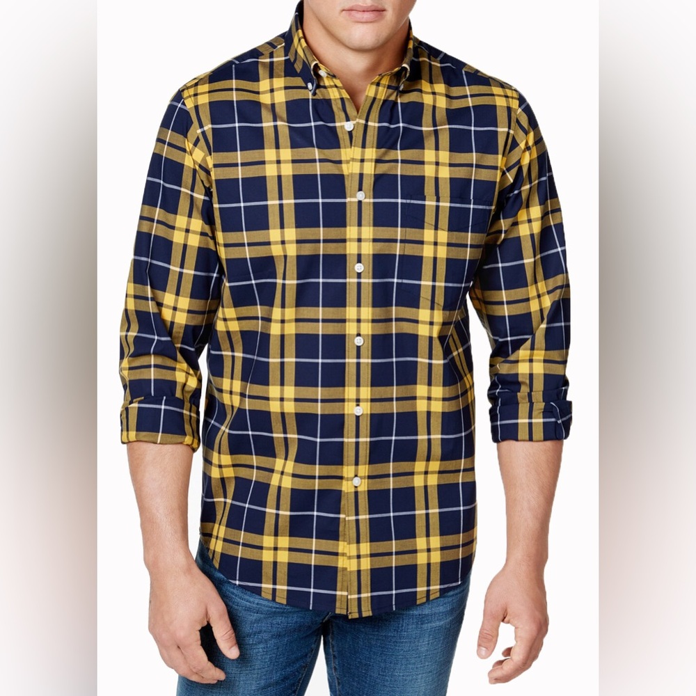Club Room Davis Plaid Long Sleeve Button Down Shirt